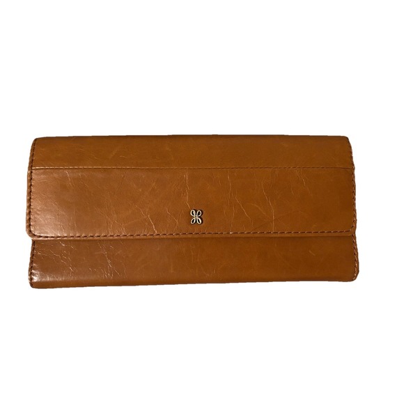 HOBO Leather Large Wristlet Clutch Wallet Bag Purse Minimalist Boho Preppy Soft - Picture 1 of 7